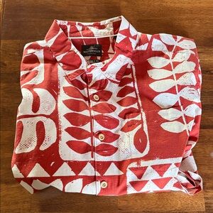 Quiksilver Red and White Patterned Button Down Shirt